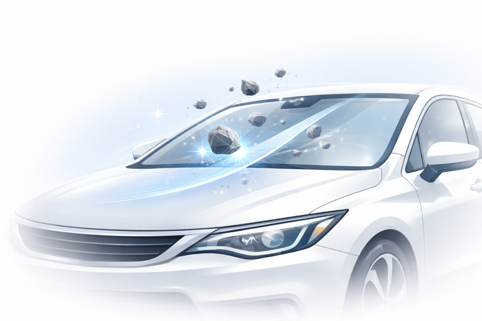 Windshield protected from rock impact